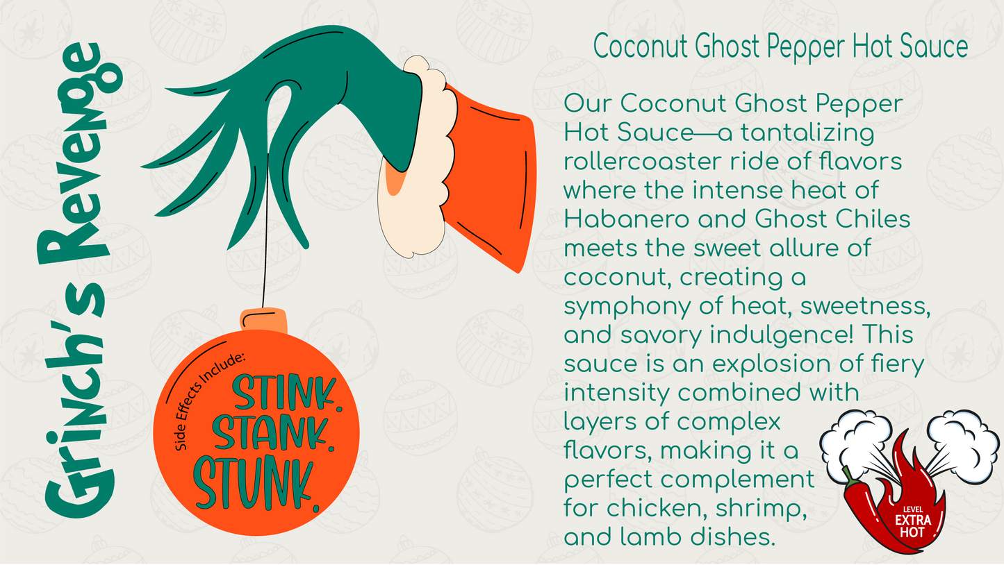 Christmas Hot Sauce Candy Cane - Samplers of Christmas Hot Sauces in a Unique Novelty Candy Cane. Perfect for hanging by the fireplace!