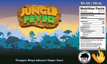 Jungle Fever Hot Sauce, Flavorful mango pineapple habanero sauce, perfect for cook outs, camping and outdoor adventures