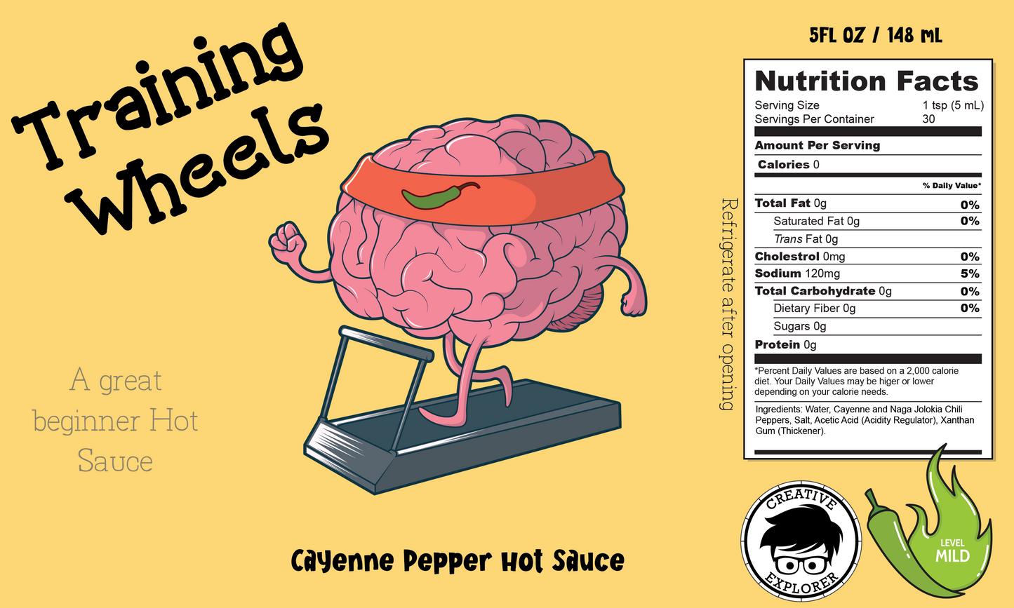 Training Wheels Hot Sauce - Mild Hot Sauce perfect Gift or Stocking Stuffer for someone new to spice. Beginner Hot Sauce.