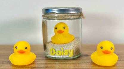 Pet Rubber Duck in a Jar - Quirky Rubber Duck Collectible - Fun Bath Toy and Stocking Stuffer - Cute Gift for Duck Lovers