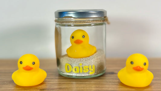 Pet Rubber Duck in a Jar - Quirky Rubber Duck Collectible - Fun Bath Toy and Stocking Stuffer - Cute Gift for Duck Lovers