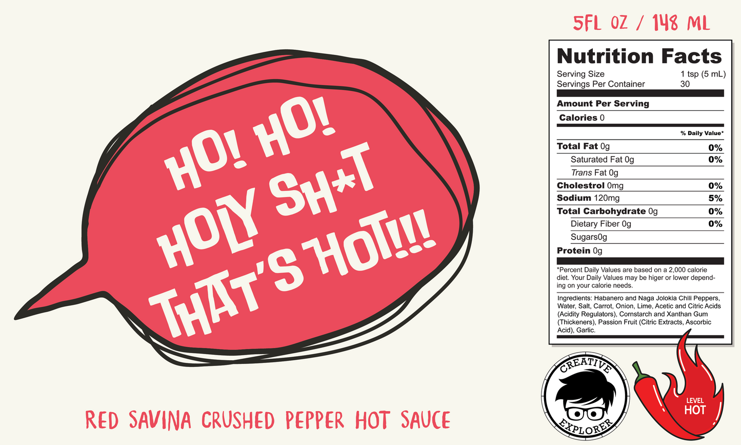 Ho! Ho! Holy Sh*t That’s Hot!!! Red Savina Hot Sauce - Extra Hot Christmas Hot Sauce - Spicy Gift for Food Lovers - Stocking Stuffer