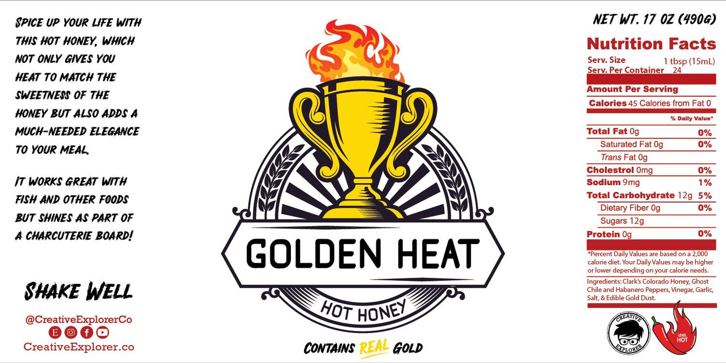 Golden Heat Hot Honey: A Luxe Blend of Sweet, Heat, and Gold!