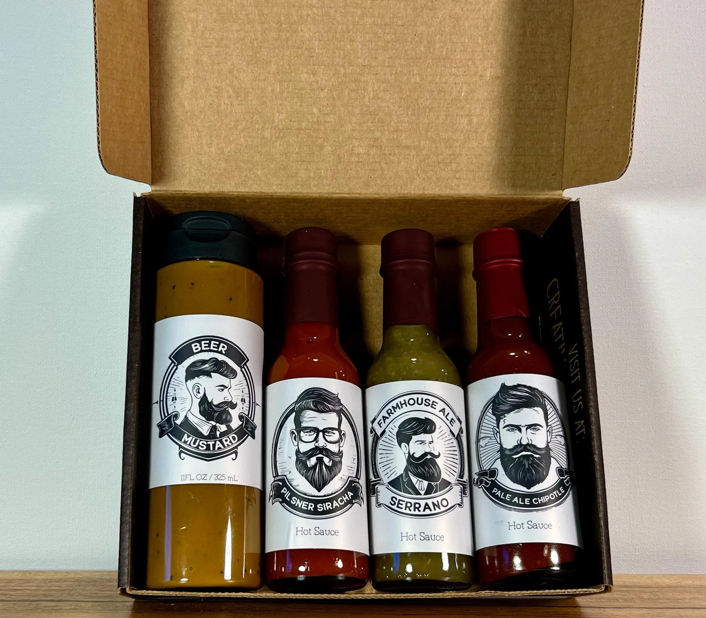 Beer Lover's Hot Sauce Sampler w/ FREE GIFT - Gift Box of Beer Hot Sauces and Beer Mustard, Perfect Christmas Gift for Beer Enthusiasts