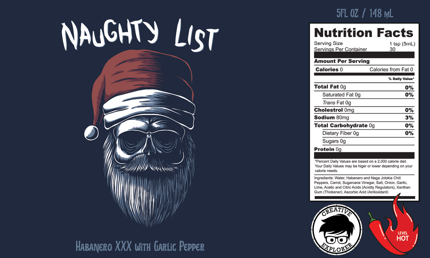 Naughty List Hot Sauce - Christmas Hot Sauce perfect gift and Stocking Stuffer