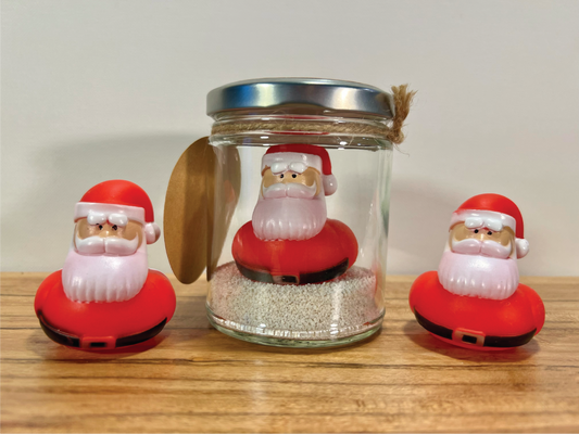 Pet Santa in a Jar - Festive Collectible - Quirky Holiday Gift - Cute Stocking Stuffer for Kids and Adults - Desk Decor Santa Figurine